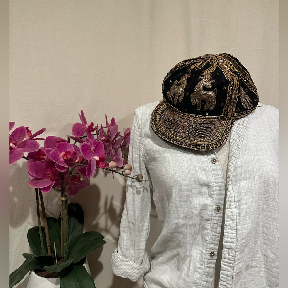 Epic vintage cotton and sequin embroidered Thailand cap